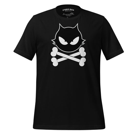 Midnight Prowler Warning - Crossbones Cat Graphic Tee Unisex Tee
